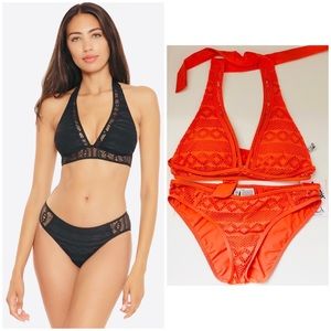 NEW BECCA crochet halter orange 2-piece